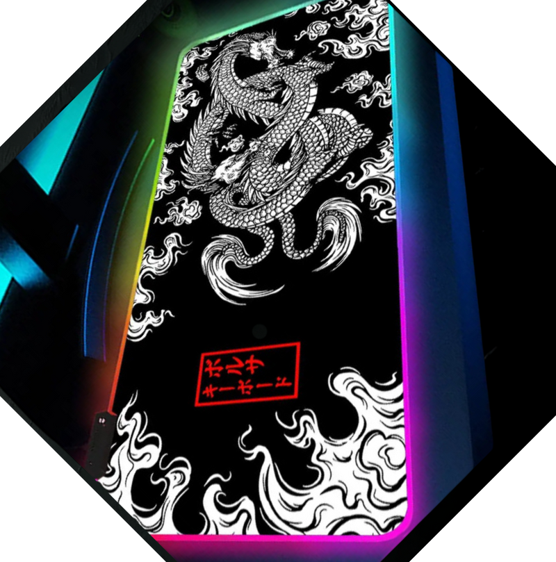 Dragon Glow XXL: alfombrilla de ratón para juegos con retroiluminación LED