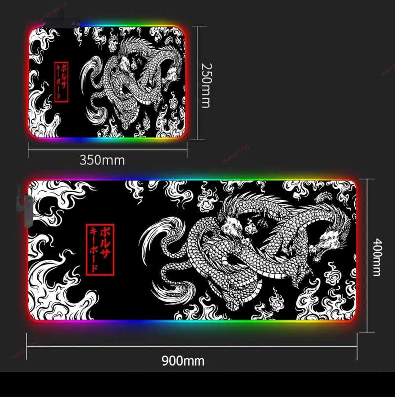 Dragon Glow XXL: alfombrilla de ratón para juegos con retroiluminación LED