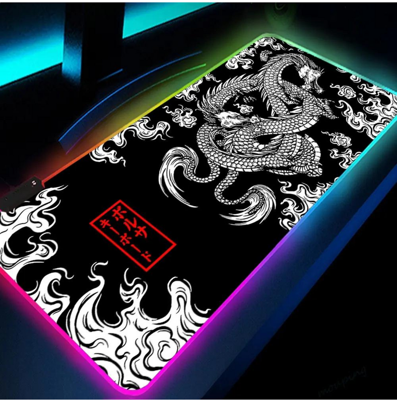 Dragon Glow XXL: alfombrilla de ratón para juegos con retroiluminación LED