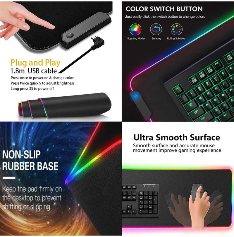 Dragon Glow XXL: LED-Backlit Gaming Mouse Pad