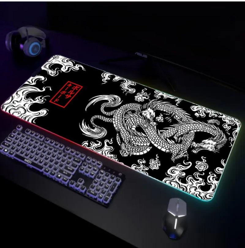 Dragon Glow XXL: alfombrilla de ratón para juegos con retroiluminación LED