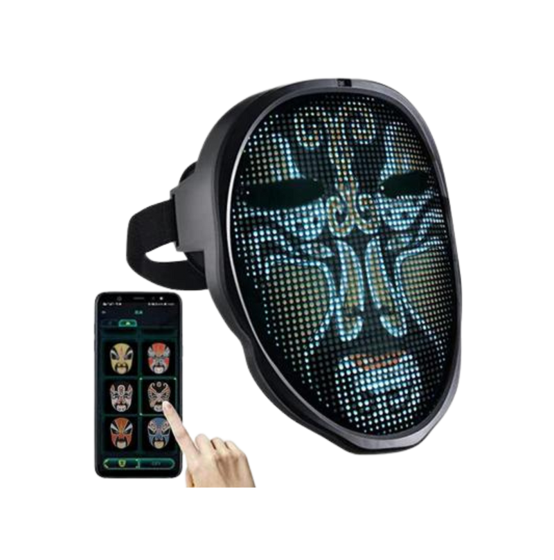 Smart LED Mask with Bluetooth Control: Customizable Faces for Parties and Halloween - Vibe Gadget