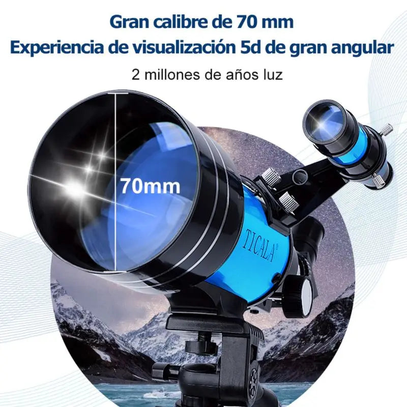 Telescopio de viaje TICALA 150X: control remoto inalámbrico