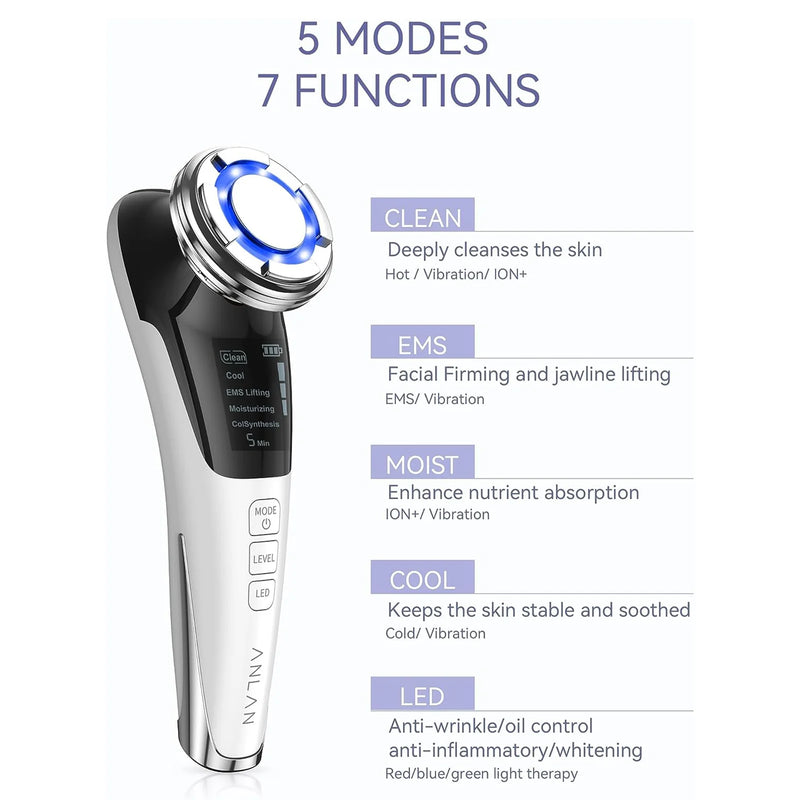 ANLAN EMS Facial Massager: LED Light, Hot & Cool Compress for Deep Clean & Lift