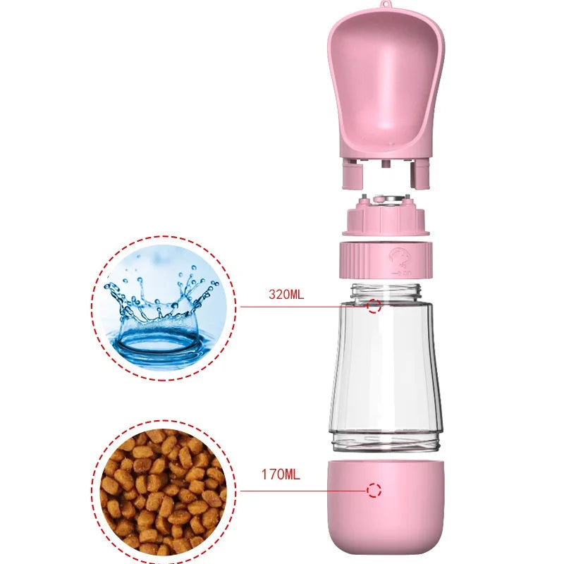 Portable 2-in-1 Dog Water Bottle & Feeder