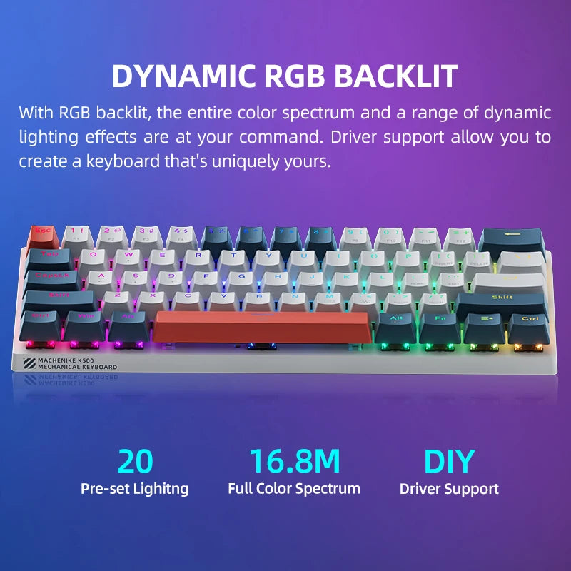 Machenike K500-B61: Compact 61-Key RGB Gaming Keyboard