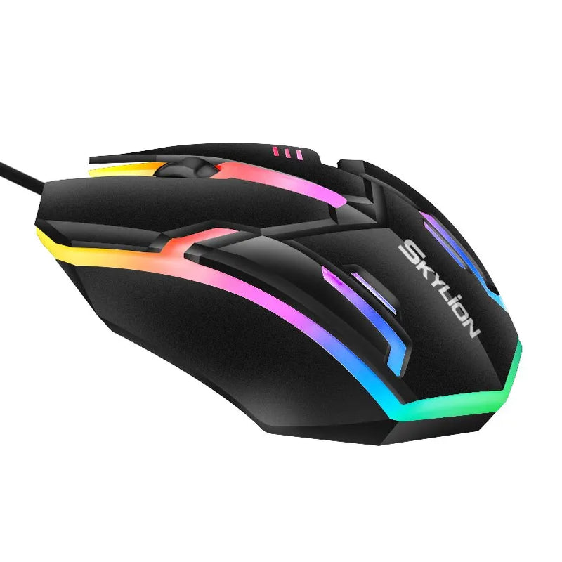 SKYLION F1 Wired 3-Key Mouse: Colorful Lighting for Windows and iOS