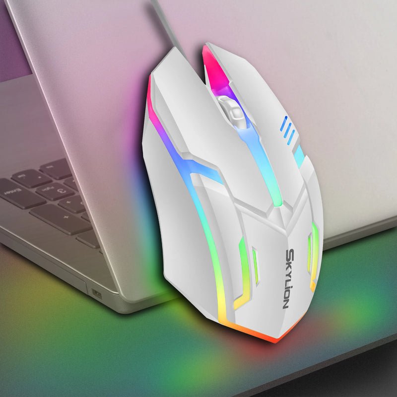 SKYLION F1 Wired 3-Key Mouse: Colorful Lighting for Windows and iOS