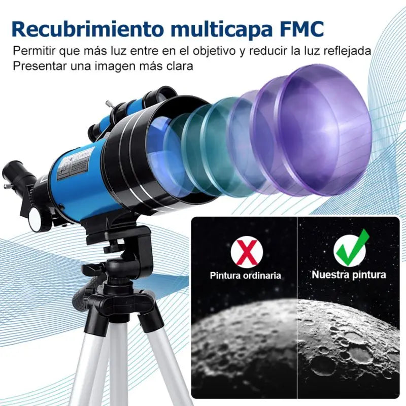 Telescopio de viaje TICALA 150X: control remoto inalámbrico