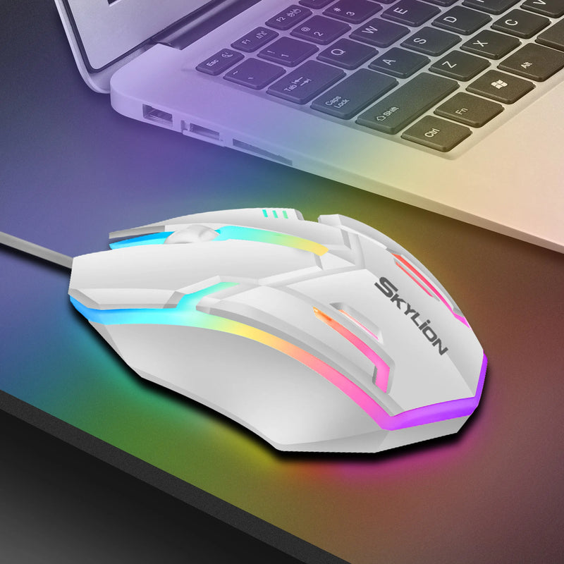 SKYLION F1 Wired 3-Key Mouse: Colorful Lighting for Windows and iOS