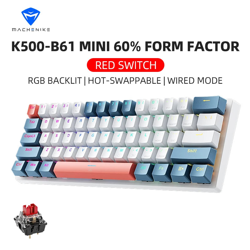 Machenike K500-B61: teclado compacto para juegos RGB de 61 teclas