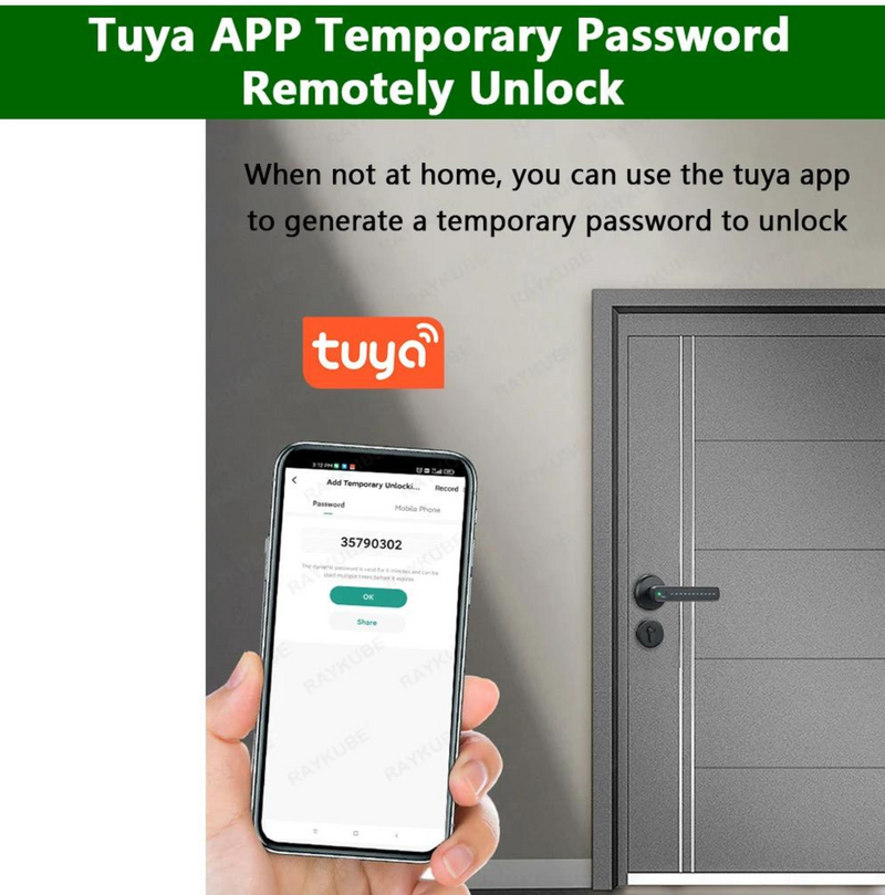 Cerradura de puerta inteligente con huella digital con control de aplicación y desbloqueo remoto